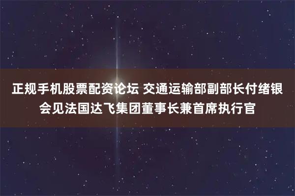 正规手机股票配资论坛 交通运输部副部长付绪银会见法国达飞集团董事长兼首席执行官